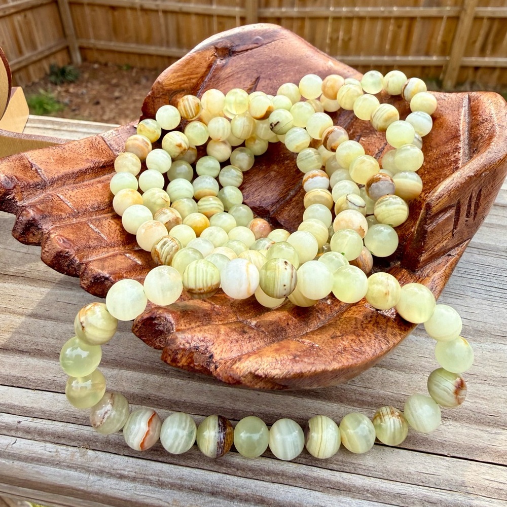 Banded Green Onyx Chalcedony Gemstone Bracelet 8mm